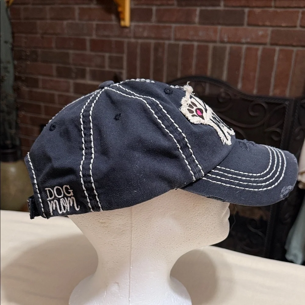 KBETHOS Charcoal Gray 'Dog Mom' Distressed Trucker Hat with Patch, Adjustable.